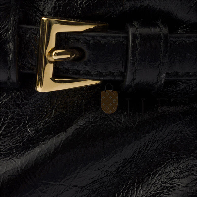 Pra*a black mini leather bonnie top-handle bag 1ba486 (23.5*12*9cm)